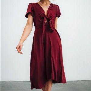 Baltic Born Poppy Satin Midi Dress Wine